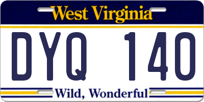 WV license plate DYQ140