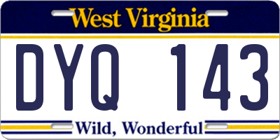 WV license plate DYQ143