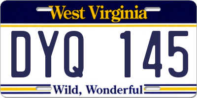 WV license plate DYQ145