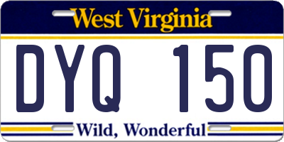 WV license plate DYQ150