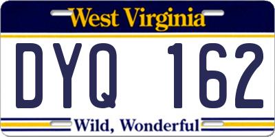 WV license plate DYQ162