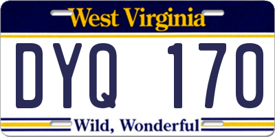 WV license plate DYQ170