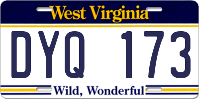 WV license plate DYQ173