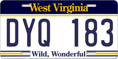 WV license plate DYQ183
