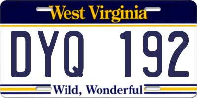 WV license plate DYQ192