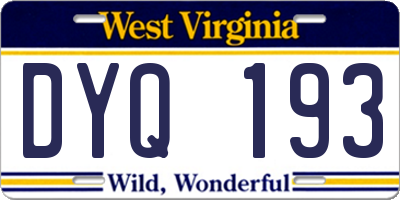 WV license plate DYQ193