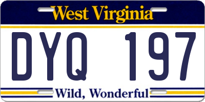 WV license plate DYQ197