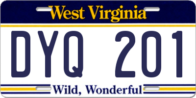 WV license plate DYQ201