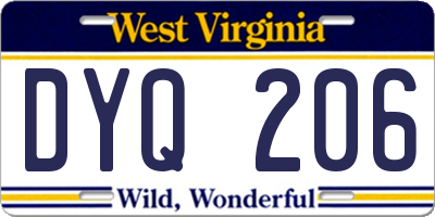 WV license plate DYQ206