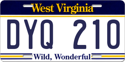 WV license plate DYQ210
