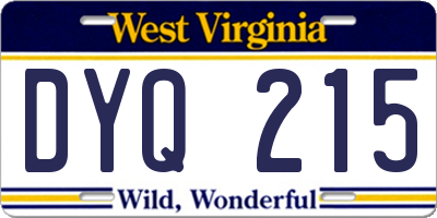 WV license plate DYQ215