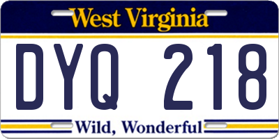 WV license plate DYQ218
