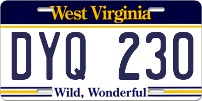 WV license plate DYQ230