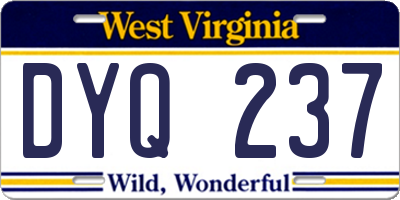 WV license plate DYQ237