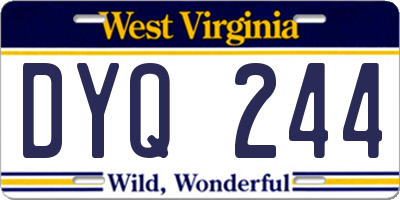 WV license plate DYQ244