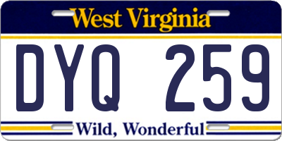 WV license plate DYQ259