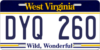 WV license plate DYQ260