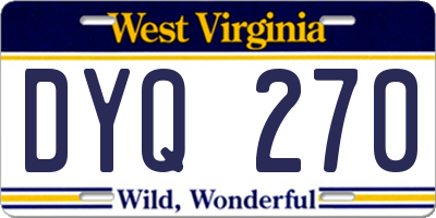 WV license plate DYQ270