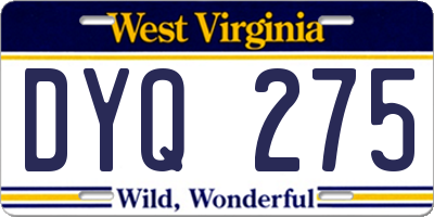 WV license plate DYQ275