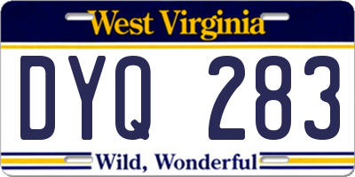 WV license plate DYQ283