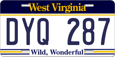 WV license plate DYQ287