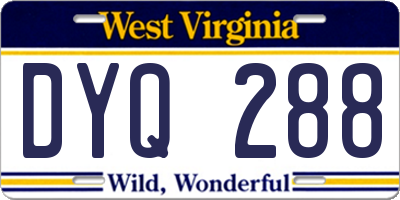 WV license plate DYQ288