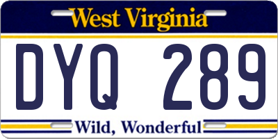 WV license plate DYQ289