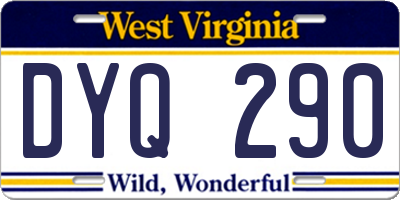 WV license plate DYQ290