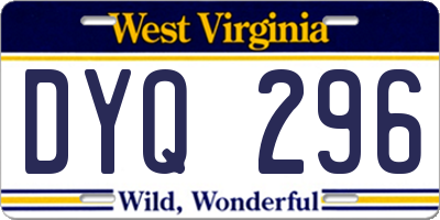 WV license plate DYQ296