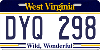 WV license plate DYQ298