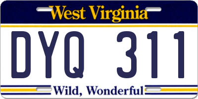 WV license plate DYQ311