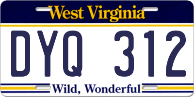 WV license plate DYQ312