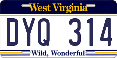 WV license plate DYQ314