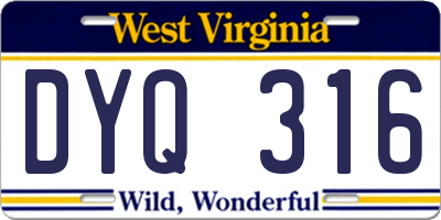 WV license plate DYQ316