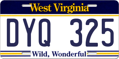 WV license plate DYQ325