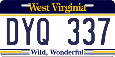 WV license plate DYQ337