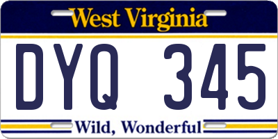 WV license plate DYQ345