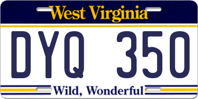 WV license plate DYQ350
