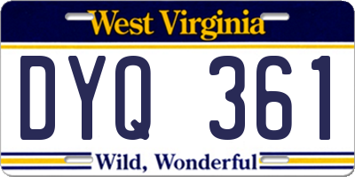 WV license plate DYQ361