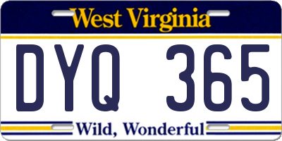 WV license plate DYQ365