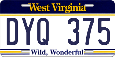 WV license plate DYQ375