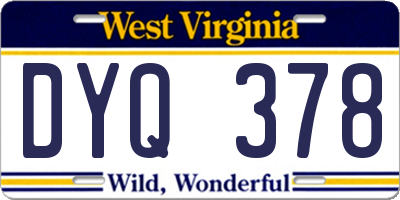 WV license plate DYQ378