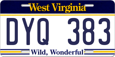 WV license plate DYQ383