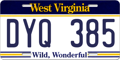 WV license plate DYQ385