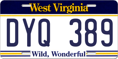 WV license plate DYQ389