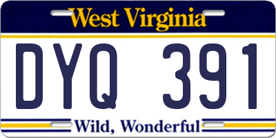 WV license plate DYQ391