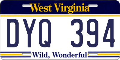 WV license plate DYQ394