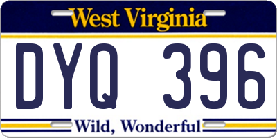 WV license plate DYQ396