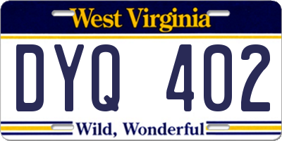 WV license plate DYQ402