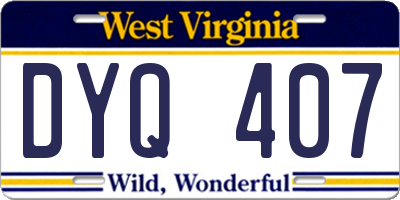 WV license plate DYQ407
